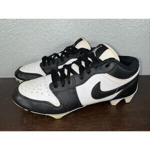 Nike Air Jordan 1 Low TD Football Cleats White/Black-Black Size 8 Pre Owned